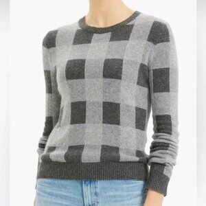 Theory Womens 100% Cashmere Plaid Crewneck Sweater Petite Nordstroms EUC